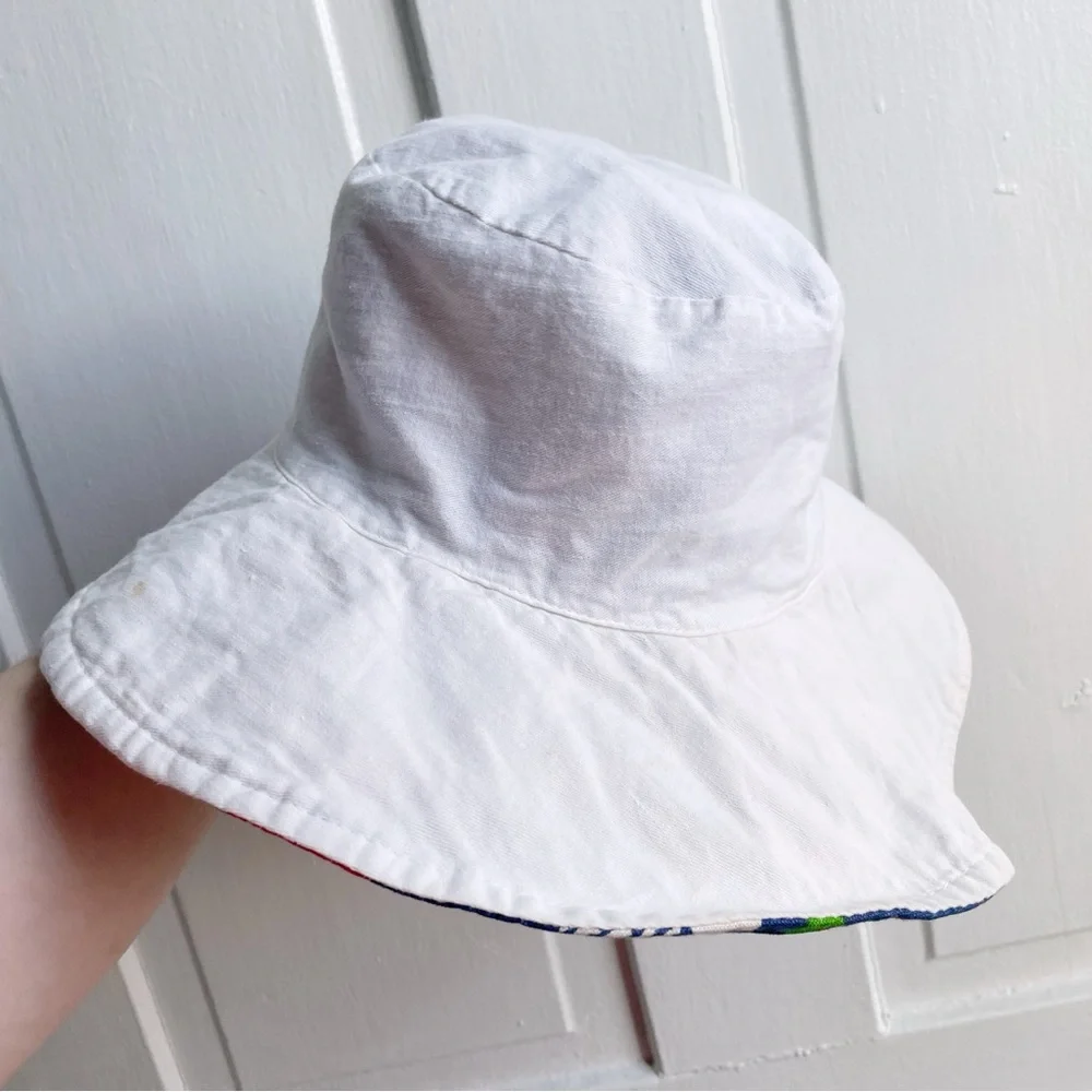 Vintage 70s/80s Reversible 100% Cotton Color Block Floral Pattern Bucket Hat - Picture 5 of 9